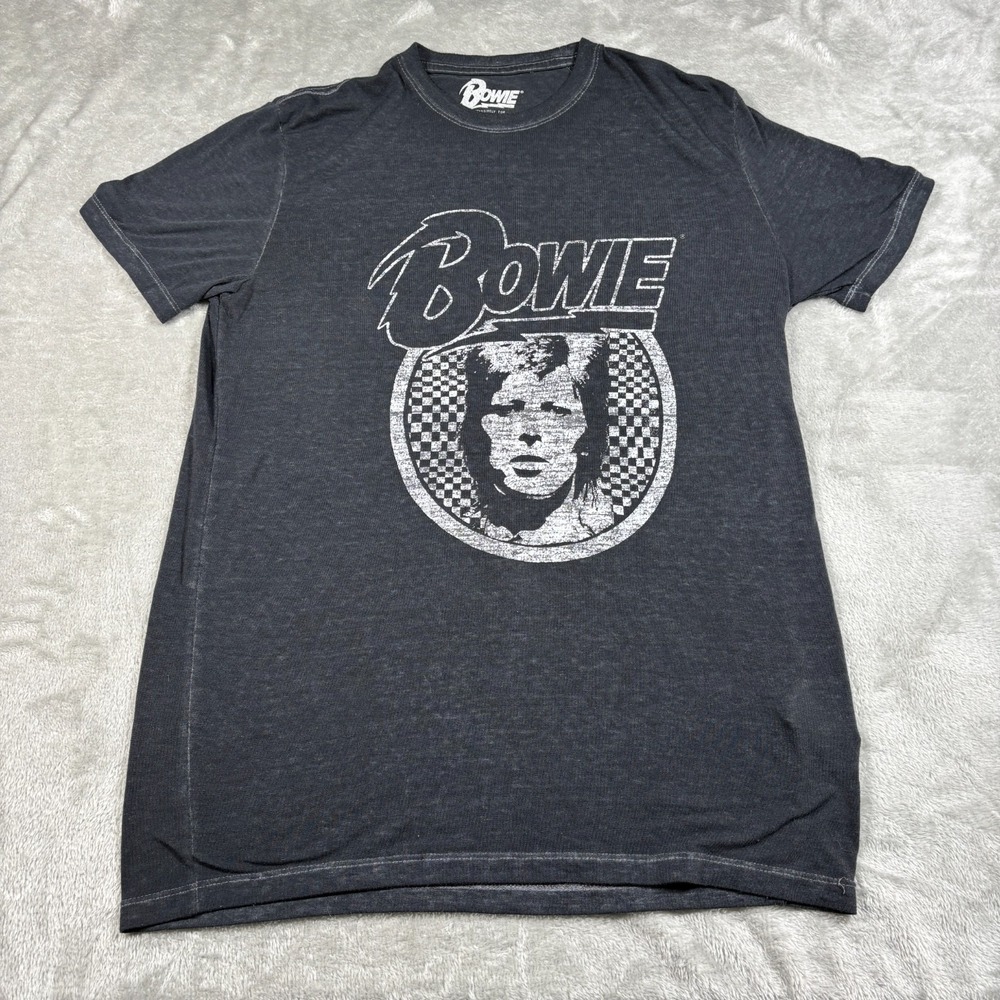 David Bowie Shirt Womens Medium Heather Black Lucky Brand Classic Merch Rock